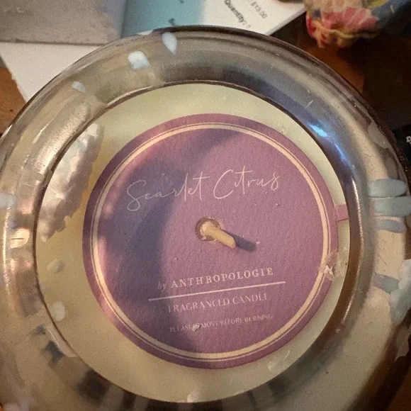 Anthropologie Lavender Glass Candle Holder With Candle GIANT - Picture 4 of 4